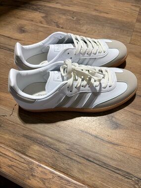 adidas White & Gum Samba-Inspired Leather Sneakers